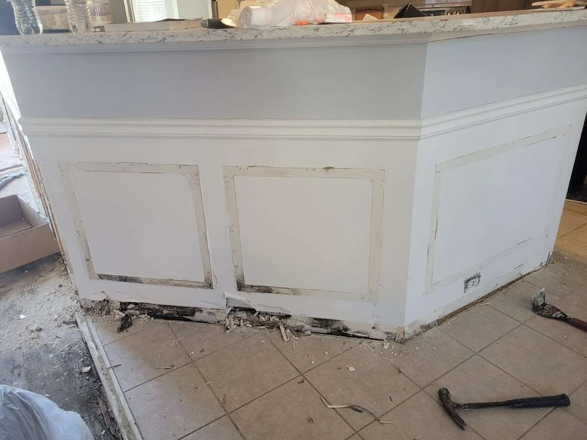 Water damage and mold on kitchen during Burst Pipe Cleanup in Savannah